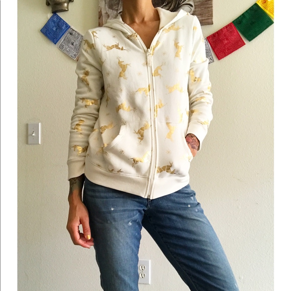 Cream and Gold Unicorn hoodie
